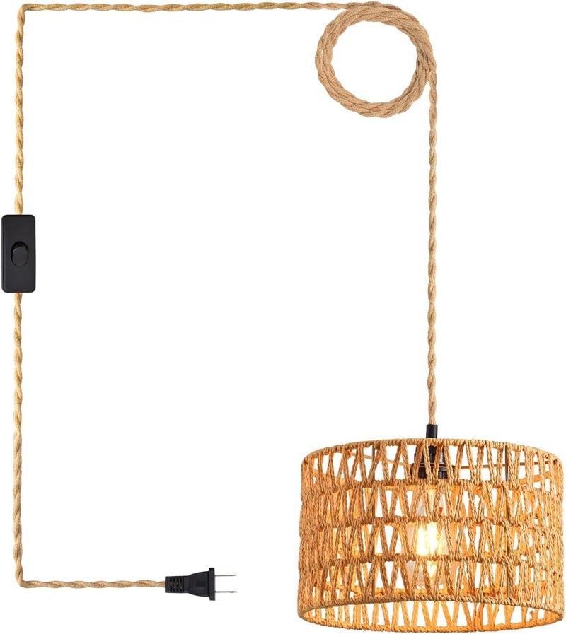 SHIWEIDA Industrial 15ft Pendant Light Cord -Plug in Hanging Light Fixture, 15FT Farmhouse Pendant Lamp Lights Cord with Switch Cord for Kitchen Island Bedroom Living Room - Image 1